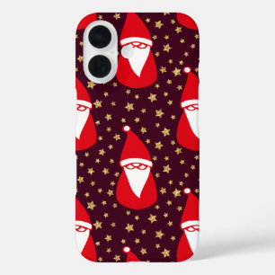 Coque Pour iPhone 16 Gold Parties scintillant Père Noël Starry Night