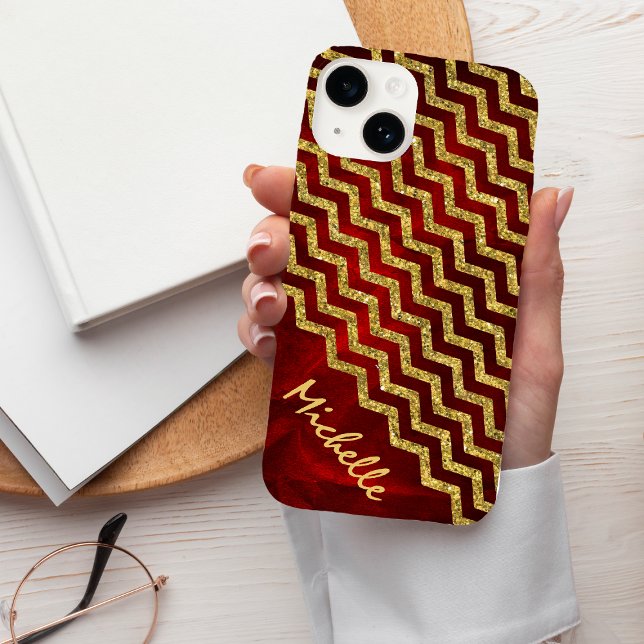 Coques Case-Mate iPhone Gold Red Chevron Personnalisé (Créateur téléchargé)