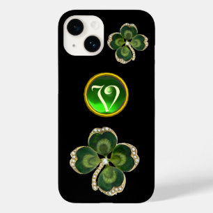 Coque Case-Mate iPhone Gold Saint Patrick Bijou Shamrock, Perles Monogram