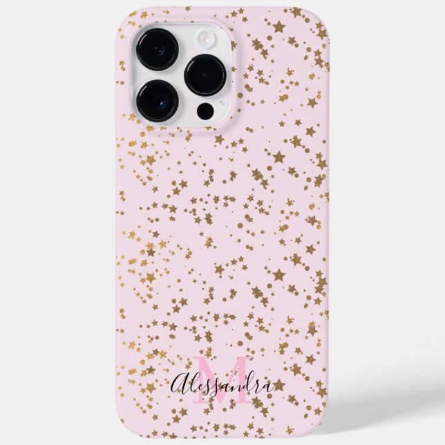 Coques Case-Mate iPhone Gold Star Confetti Blush Pink Chic (Verso)
