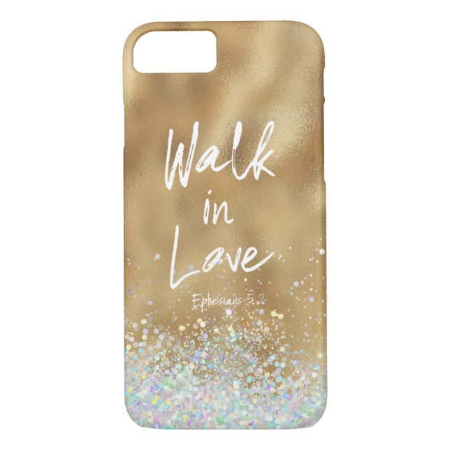 Coques Case-Mate iPhone Gold Walk in Love Bible Verse (Dos)