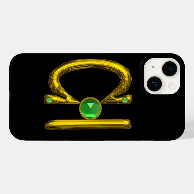 Coques Case-Mate iPhone GOLD ZODIAC SIGNE LIBRA Green Emerald Gemstone (Verso (horizontal))