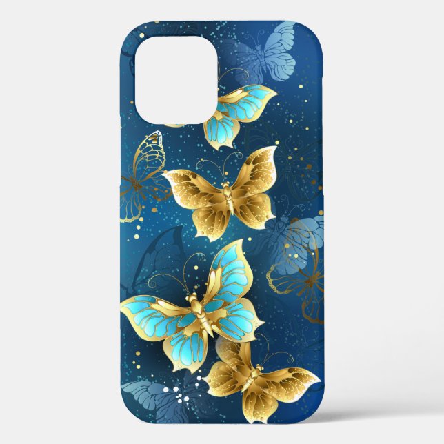 Coques Case-Mate iPhone Golden butterflies (Verso)