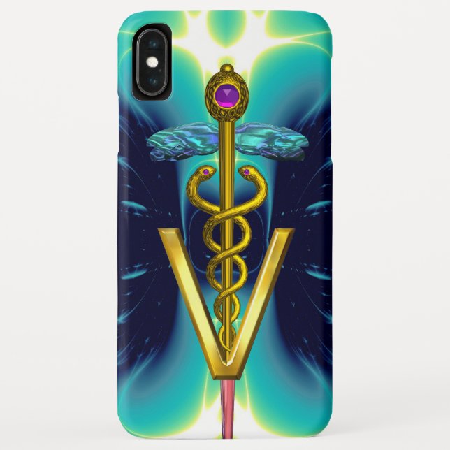 Coques Case-Mate iPhone GOLDEN CADUCEUS VETERINARY SYMBOLE / Teal Blue (Dos)