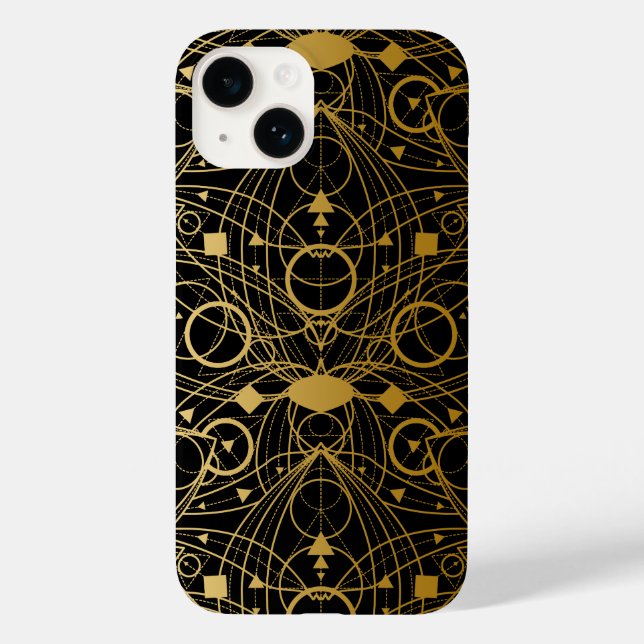 Coques Case-Mate iPhone Golden Classy Lotus Line Art Noir (Verso)