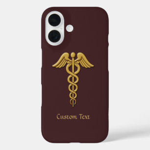 Coque Pour iPhone 16 Golden Double Snake Caduceus