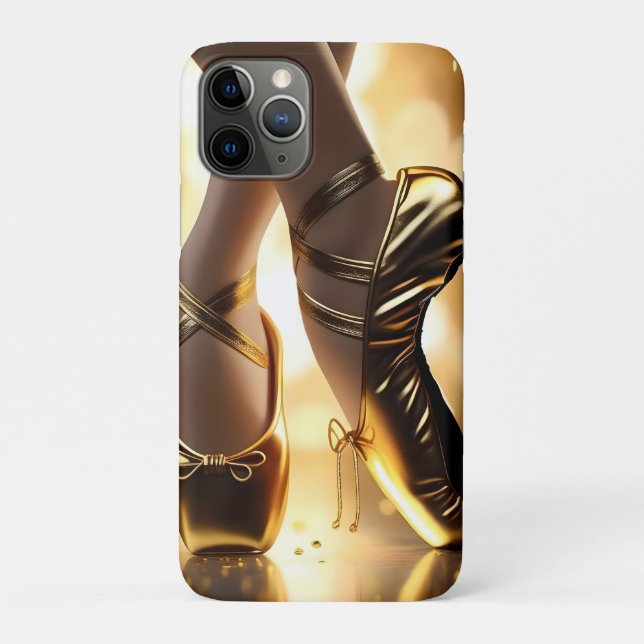 Coques Case-Mate iPhone Golden Elegance : Chaussures Ballerina sur Gold Bo (Dos)