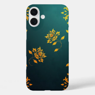 Coque Pour iPhone 16 Plus Golden Floral Motif iPhone Case