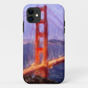 Coque iPhone 11 Golden Gate Bridge — peinture mixte