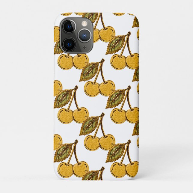 Coques Case-Mate iPhone Golden Metallic Cherries Pattern (Dos)