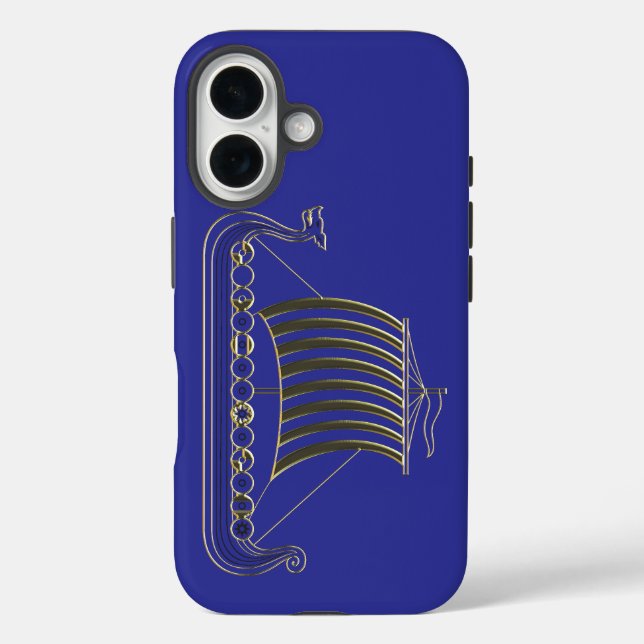 Coques Case-Mate iPhone Golden Metallic Outline of a Longboat Phone Cover (Verso)