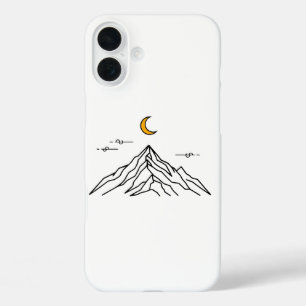 Coque Pour iPhone 16 Plus “Golden Moon & Peaks” Minimalist