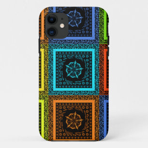 Coque iPhone 11 Golden Red blue Green Masai Couleurs traditionnell