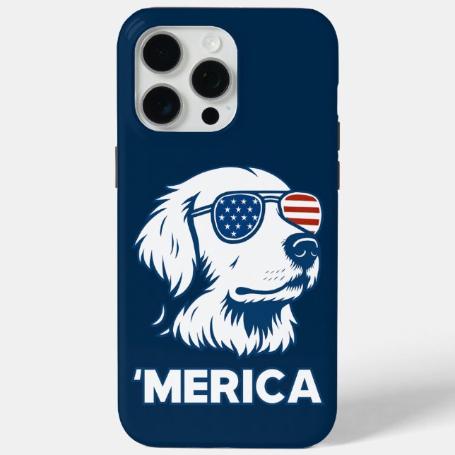 Coques Case-Mate iPhone Golden Retriever 4 juillet Merica (Verso)
