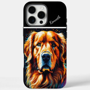 Coque iPhone 16 Pro Max Golden Retriever Gros plan Vibrant portrait