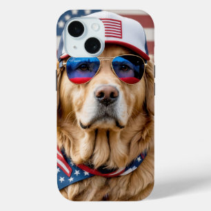 Coque Case-Mate iPhone Golden Retriever patriotique américain