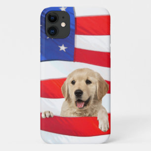 Case-Mate iPhone Case golden retriever sur drapeau américain