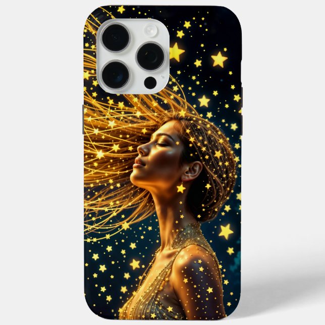 Coques Case-Mate iPhone Golden stardust mode beauté fille ciel brillant (Verso)