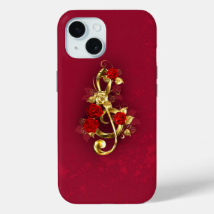 Coque Case-Mate iPhone Golden Treble Clef avec fleurs Roses