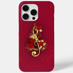 Coque Case-Mate iPhone Golden Treble Clef avec fleurs Roses
