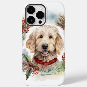 Coque Case-Mate iPhone Goldendoodle Christmas Wreath Festive Pup