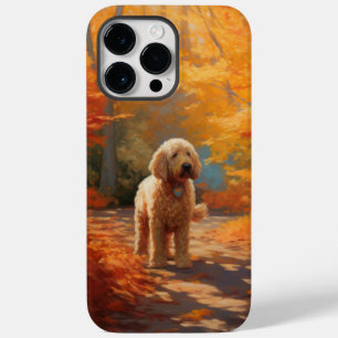 Coque Case-Mate iPhone Goldendoodle dans les feuilles d'automne qui tombe