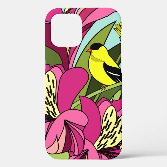 Coques Case-Mate iPhone Goldfinch et fleurs (Verso)