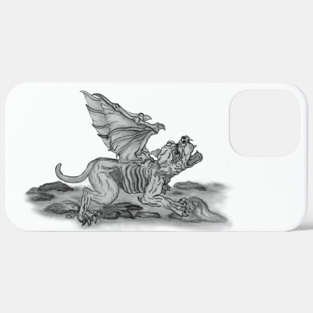 Coques Case-Mate iPhone Golem Gargoyle noir et blanc (Retour (horizontal))