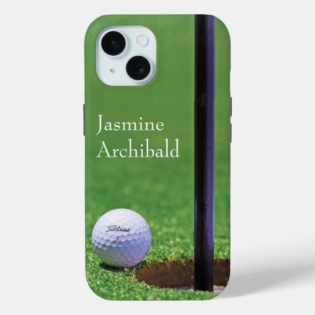 Coques Case-Mate iPhone Golf ball on the edge of cup Close-up Personalize (Verso)