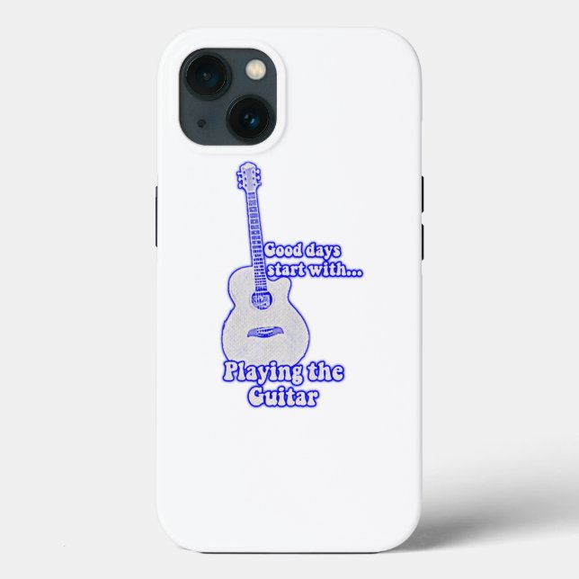 Coques Case-Mate iPhone Good days start with playing the guitar. blue (Verso)
