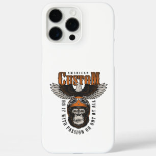 Coque iPhone 16 Pro Max Gorille Américain Moto Biker Vintage Aigle