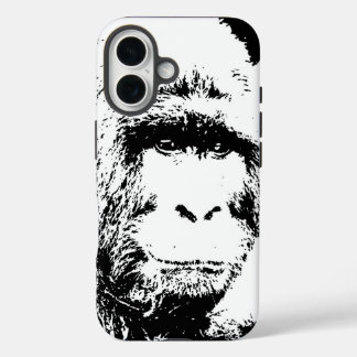 Coques iPhone 16 Gorille noire et blanche
