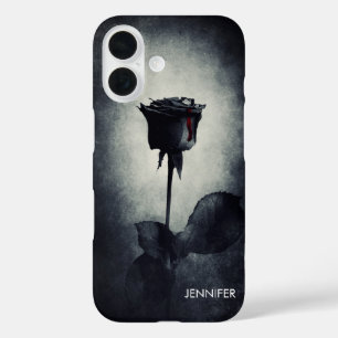 Coque Pour iPhone 16 Goth Black Rose Dripping Blood