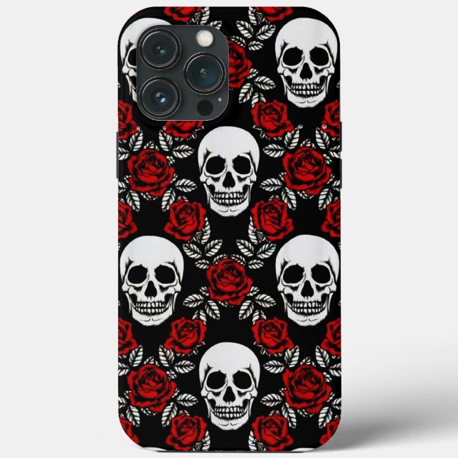 Coques Case-Mate iPhone Goth Crânes Et Roses (Verso)