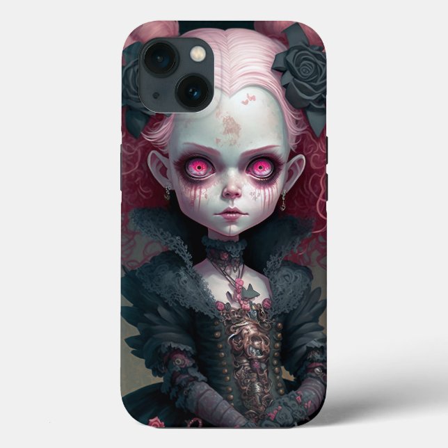 Coques Case-Mate iPhone Goth Girl Rose Noir Déplaisant mignon (Verso)