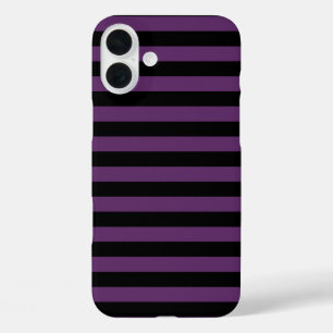 Coque Pour iPhone 16 Plus Goth Stripes noires et violettes