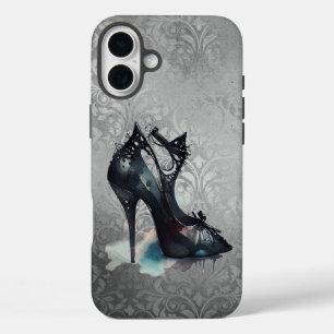 Coque Pour iPhone 16 Plus Goth Vogue Grunge   Turquoise Splash Stiletto haut