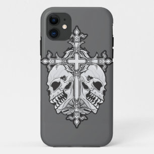 Coque iPhone 11 Gothic Cross with Skulls