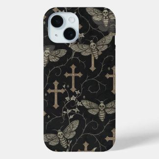 Coque Case-Mate iPhone Gothic Moth & Cross Damask Phone Case 