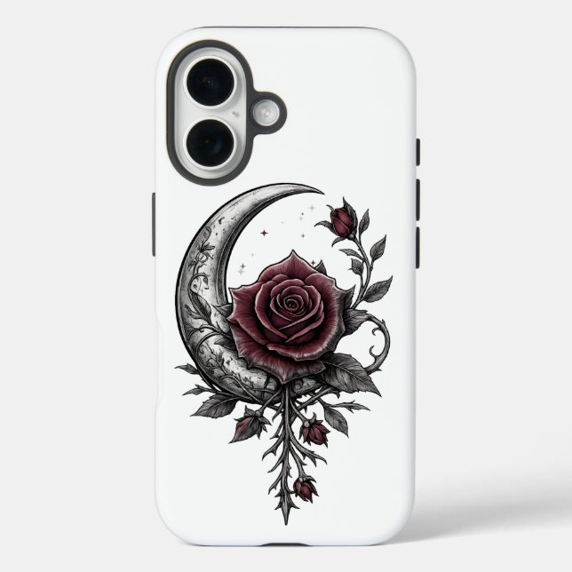Coques Case-Mate iPhone Gothic Rose Crescent Moon Dark Floral Artwork (Verso)