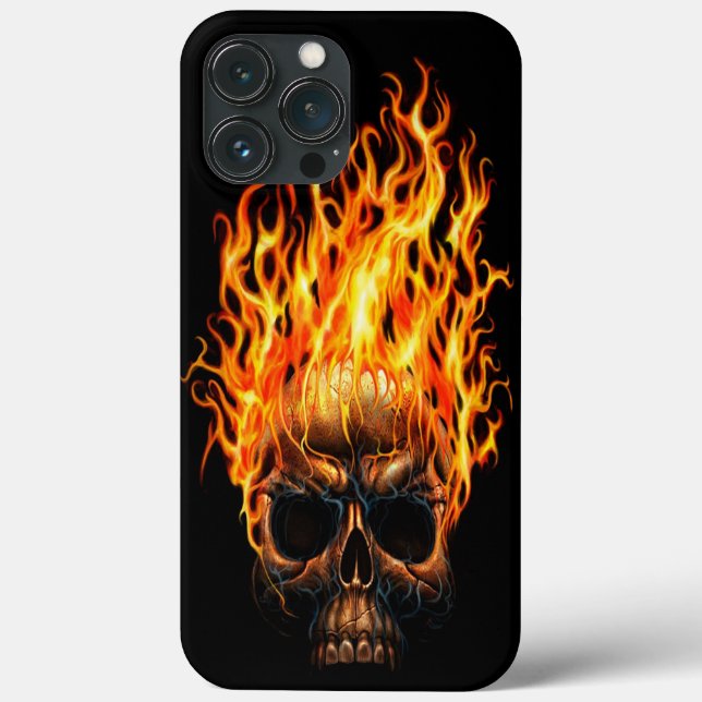 Coques Case-Mate iPhone Gothique Crâne Jaune Orange Flames Motif (Verso)