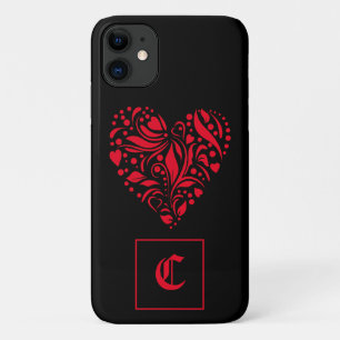 Case-Mate iPhone Case Gothique Rouge Coeur Noir Vieux Anglais Initiale