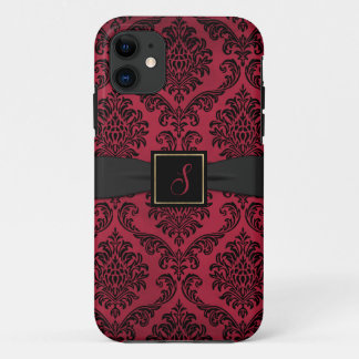Case-Mate iPhone Case Gothique rouge et noir Damas Monogramme