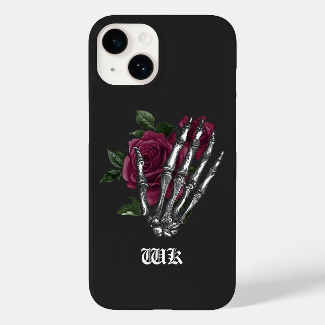 Coques Case-Mate iPhone Gothique squelette floral Bourgogne (Verso)
