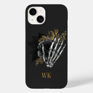 Coque Case-Mate iPhone Gothique vintage floral noir et or squelette