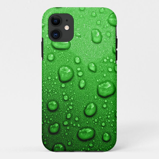 Coques Case-Mate iPhone Gouttelettes d'eau sur l'arrière - plan vert, (Dos)