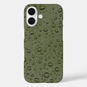 Coque Pour iPhone 16 Gouttelettes d'eau vert olive