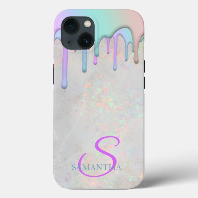 Coques Case-Mate iPhone Gouttes de arc-en-ciel tendance Holographique Opal (Verso)