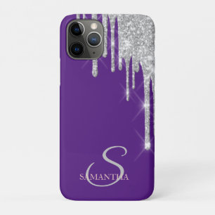 Case-Mate iPhone Case Gouttes de paillettes argentées élégantes violet