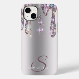 Coque Case-Mate iPhone Gouttes de Paillettes Or Rose Élégant